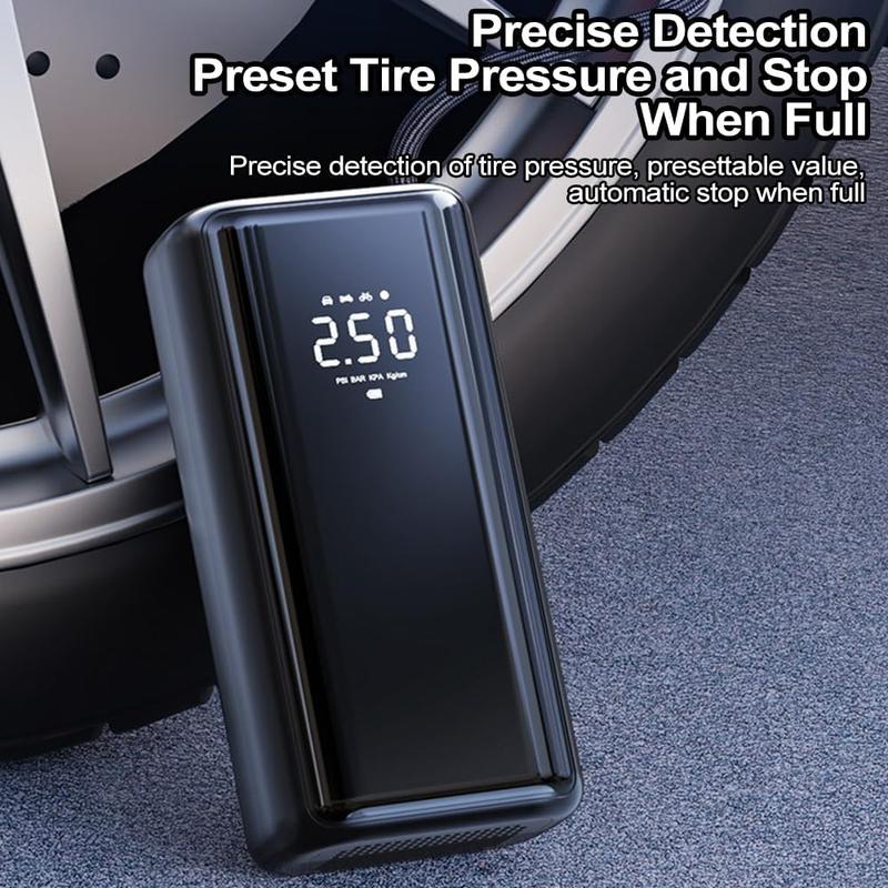 Tire Inflator Portable Air Compressor 150PSI 6000mAh Air Pump for Car Tires with LED Light Tire Pressure Gauge for Car Bike Motorcycle Tires Balls