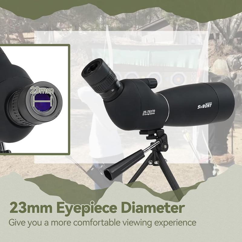 SVBONY SV28 Plus Spotting Scopes with Tripod, 25-75x70 Spotting Scope with Phone Adapter, IP65 Waterproof Fogproof Spotter Scope for Target Shooting, Bird Watching