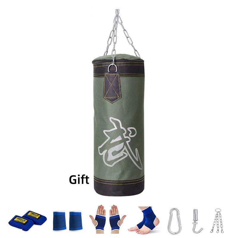 Boxing Sandbag with Hook & Chain Set, High Height Boxing Sandbag, Martial Arts Training Sandbag, with Protective Gear, Gift for Boxing Enthusiasts [Packaging List As Picture Shown]