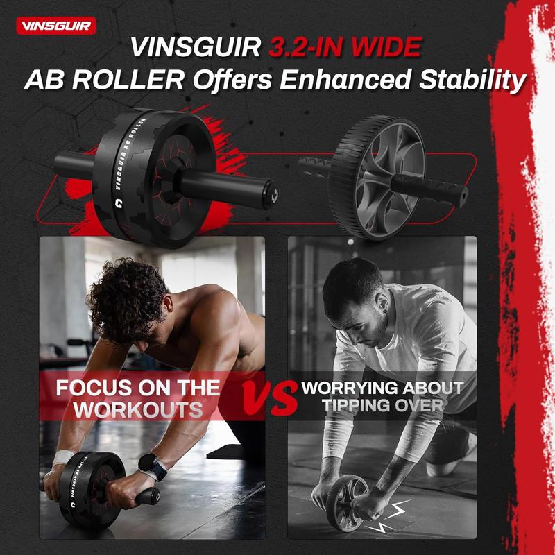 Vinsguir Ab Roller Wheel, Abs Workout Equipment for Abdominal & Core Strength Training, Exercise Wheels for Home Gym, Fitness Equipment for Core Workout with Knee Pad Accessories Vinsguir