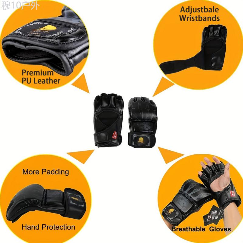 MMA Gloves, Half Finger Boxing Gloves For Taekwondo Martial Arts Muay Thai, Punching Sandbag Fighting Gloves