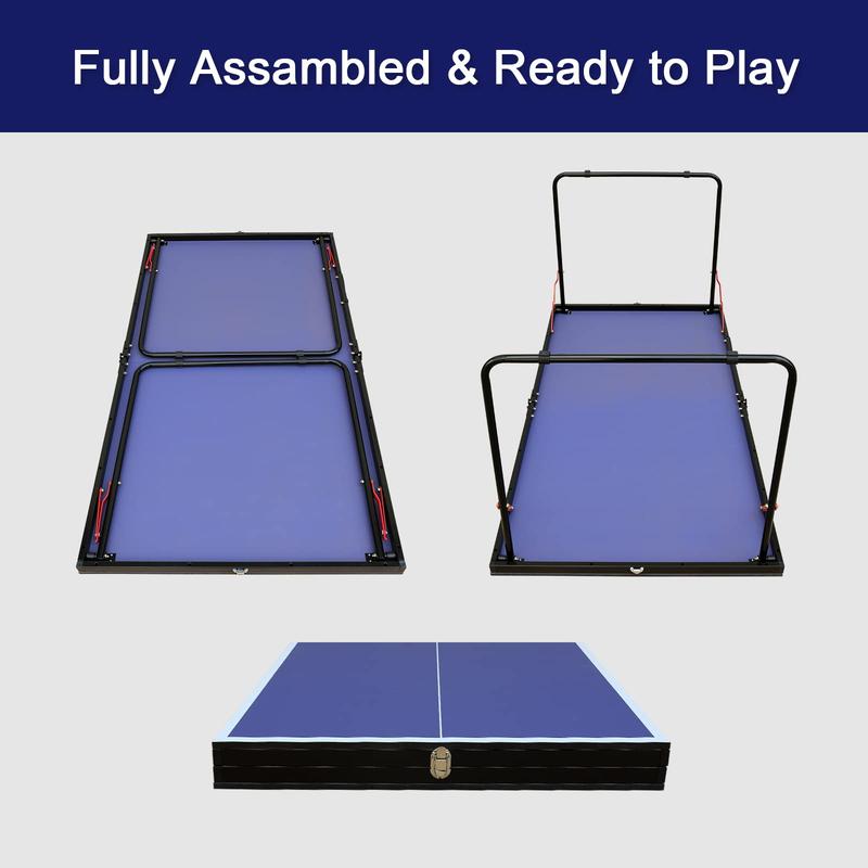 Table Tennis Table Ping-Pong Tables Set - 100 Preassembled Foldable & Portable Ping Pong Family Game Tables for Outdoor Indoor