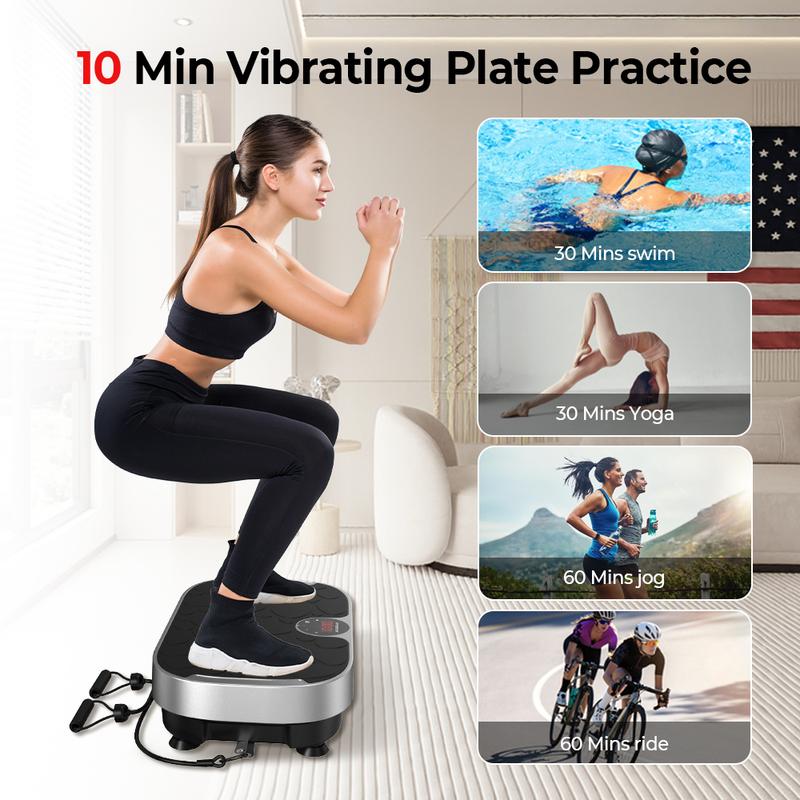 2024New Vibration Plate Exercise Machine-Whole Body Workout-Vibrate Plate with Loop Bands-Home Training Equipment for Women&Men-Max User Weight 330lbs