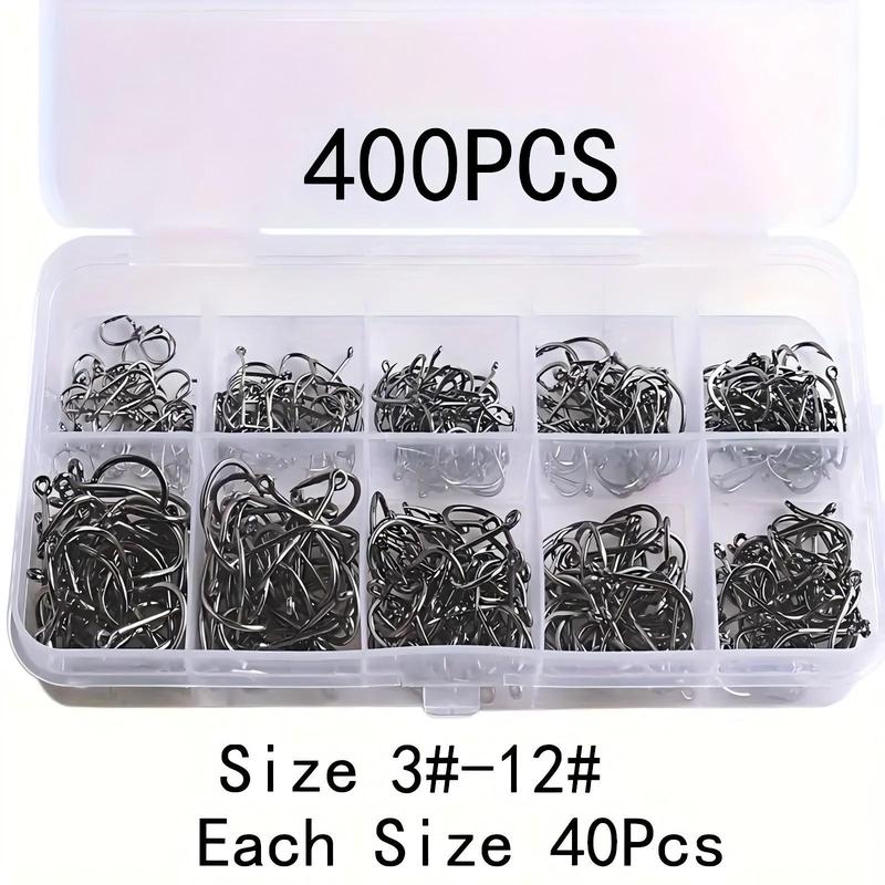 Round Fishing Hook Set, 100 200 300 400 500 600pcs Carbon Steel Single Barbed Fish Hook, Fishing Tackle Accessories, Christmas Gift