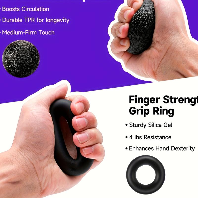 5 Pcs Set Grip Strengthener, 5-60 kg Adjustable Hand Grips Strengthener with Monitor, Finger Stretcher, Stress Relief Grip Ball, for Athletes and Musicians