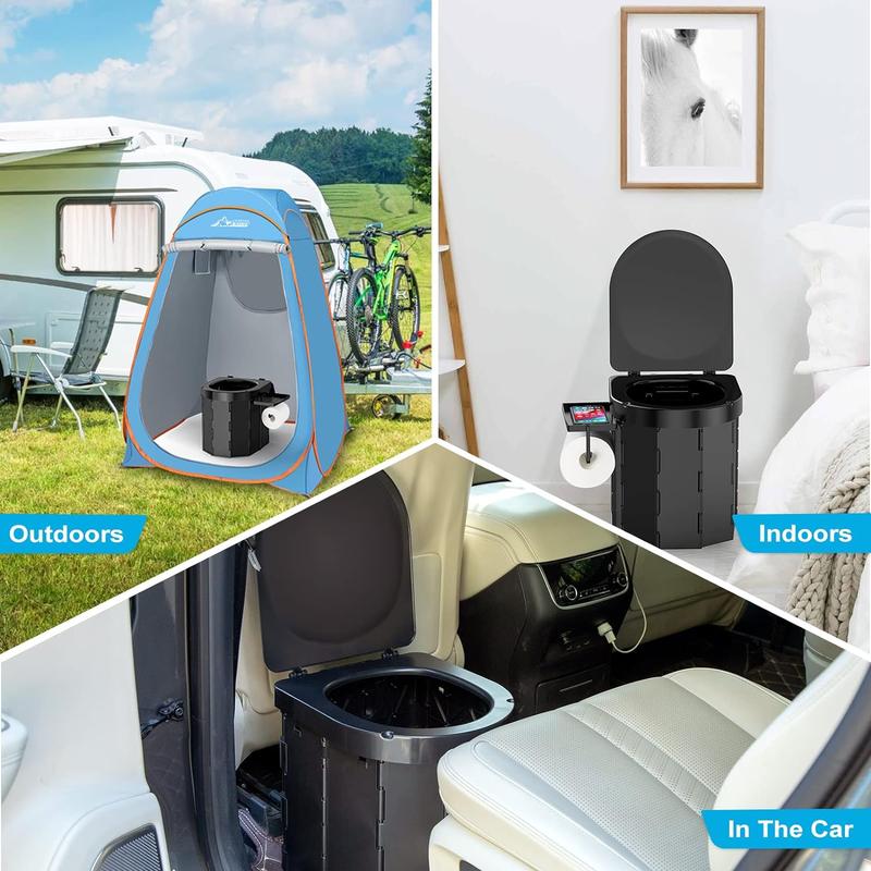 PAHTTO Portable Camping Toilet, BESTSELLER Folding Toilet for Adults with Lid and Retractable Toilet Paper Holder,Waterproof Porta Potty with Carry Bag for Camping