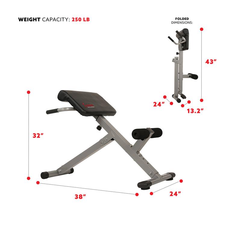 45 Degree Hyperextension Roman Chair,  Adjustable Height Hyper back extension, Foldable Ab Sit Up Bench for Home Gym