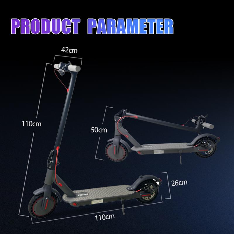 ETEKHOP EP40 Electric scooter, 8.5-inch tires, ultra long range up to 50KM, 350W motor and 19 miles hour portable folding commuting electric scooter, suitable for adults, equipped with dual braking system and applications