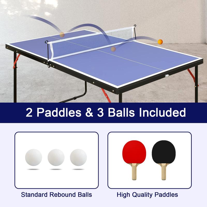 Table Tennis Table Ping-Pong Tables Set - 100 Preassembled Foldable & Portable Ping Pong Family Game Tables for Outdoor Indoor