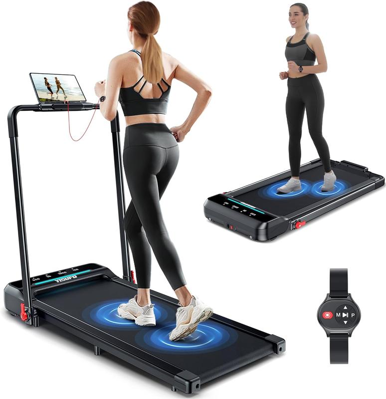 Folding Treadmills, 2 in 1 Under Desk Treadmill, 2.5HP Walking Pad, Running Machine for Home Office with Remote Control | LED Display | 0.6-7.6MPH | Free Installation