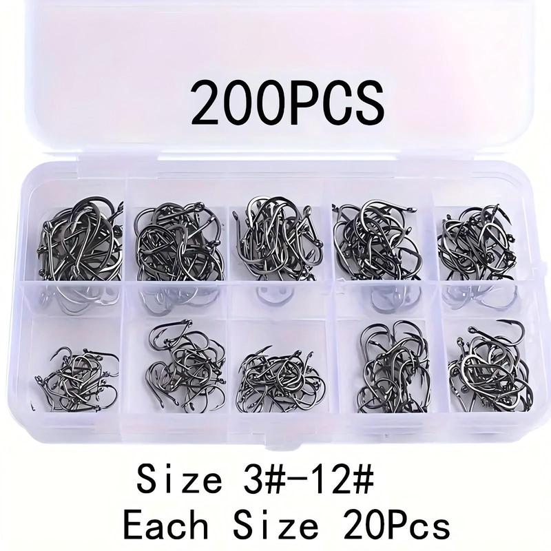 Round Fishing Hook Set, 100 200 300 400 500 600pcs Carbon Steel Single Barbed Fish Hook, Fishing Tackle Accessories, Christmas Gift