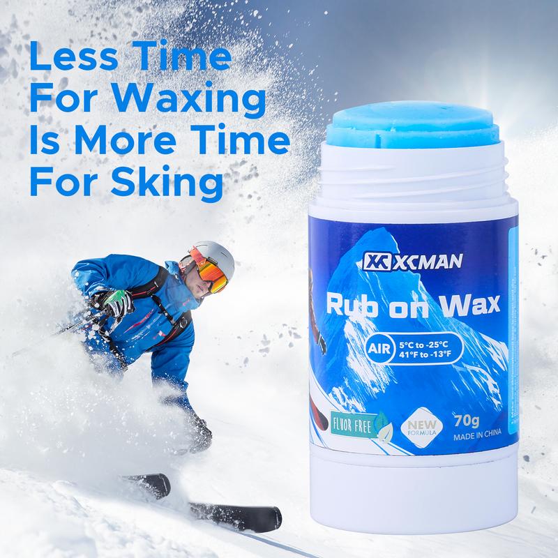 XCMAN Rub on Quick Wax for Ski Snowboard  with Easy Cork applicator 70g, Universal Wax for Most Temperature, New Formula Snowboard Wax PFAS-Free Rechargeable Hand Snowboard Ski Winter Snowboard and Ski Tuning Kit Full Temperature SKi Wax winter sport