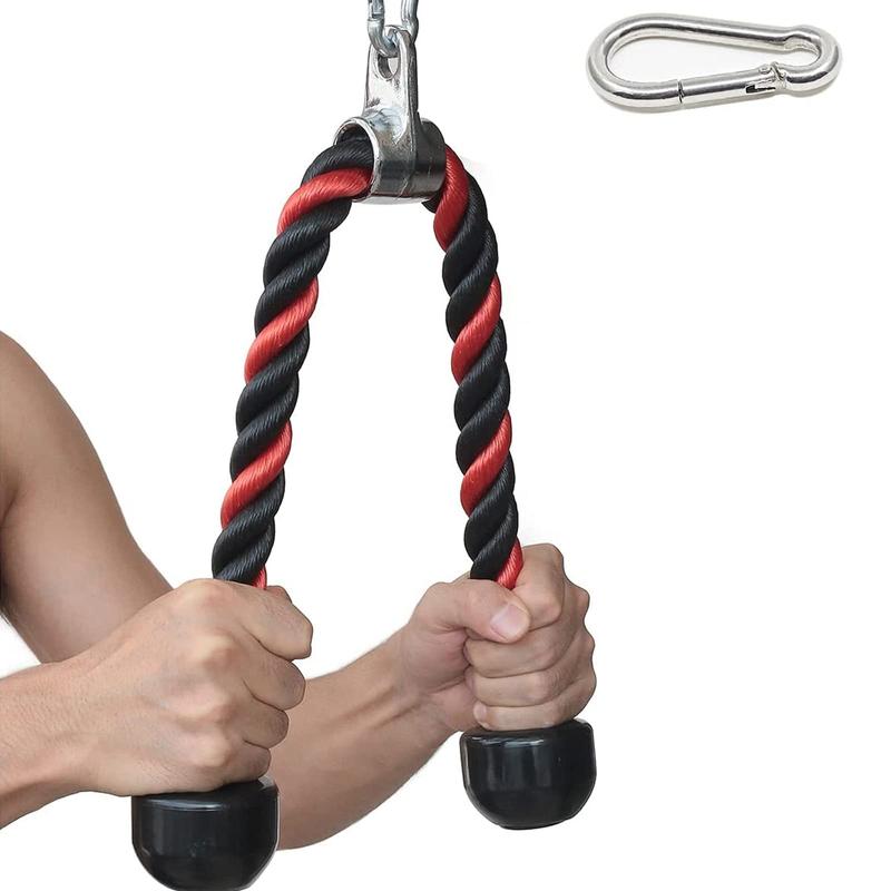 Tricep Rope 27 & 36 inches 2 Colors Fitness Attachment Cable Machine Pulldown Heavy Duty Coated Nylon Rope with Solid Rubber Ends Tricep Pull