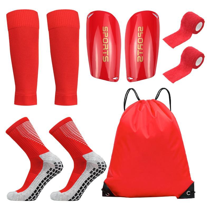 Professional Football Training Set (9 Counts set), Sports Socks & Shin Guard & Shin Sleeve & Tape Set, Outdoor Sports Accessories for Men & Women