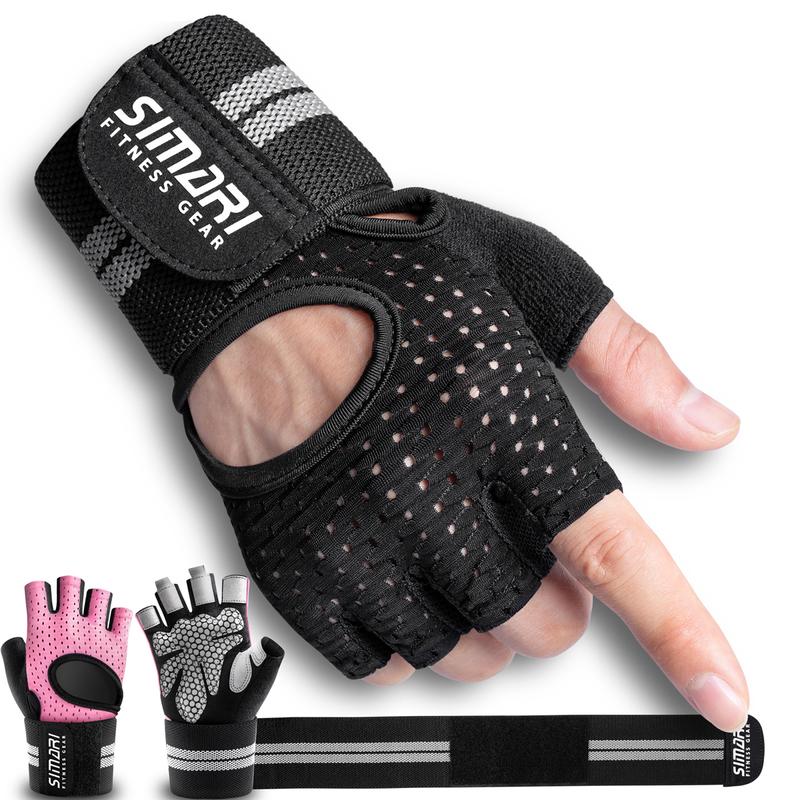 SIMARI Breathable Workout Gloves for Men Women, Padded Weight Lifting Gloves with Wrist Wraps Support, Full Palm Protection, Gym Training SG902