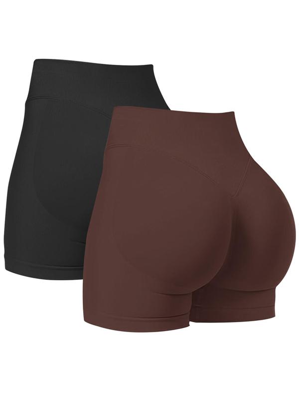 Women's Solid Ruched High Waist Skinny Shorts, Breathable Comfortable Seamless High Stretch Yoga Leggings Shorts, Ladies Bottoms for Indoor Outdoor Wear