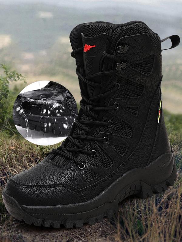 Men's Plain Outdoor Hiking Boots, Casual Sporty Warm Thickened Snow Boots, Non-slip Wear-resistant Waterproof Hiking Outdoor Shoes for Activities