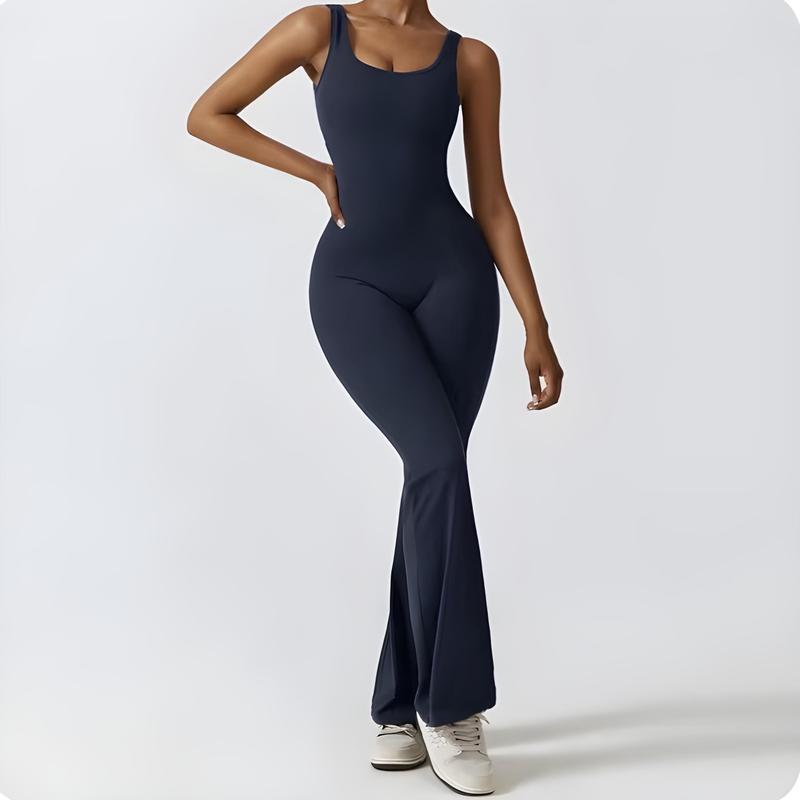 Vertvie Women Sleeveless Flare Jumpsuits Sexy Backless Tank Tops Bodycon Scrunch Butt Rompers Seamless Playsuit for Christmas Gifts fitness yoga