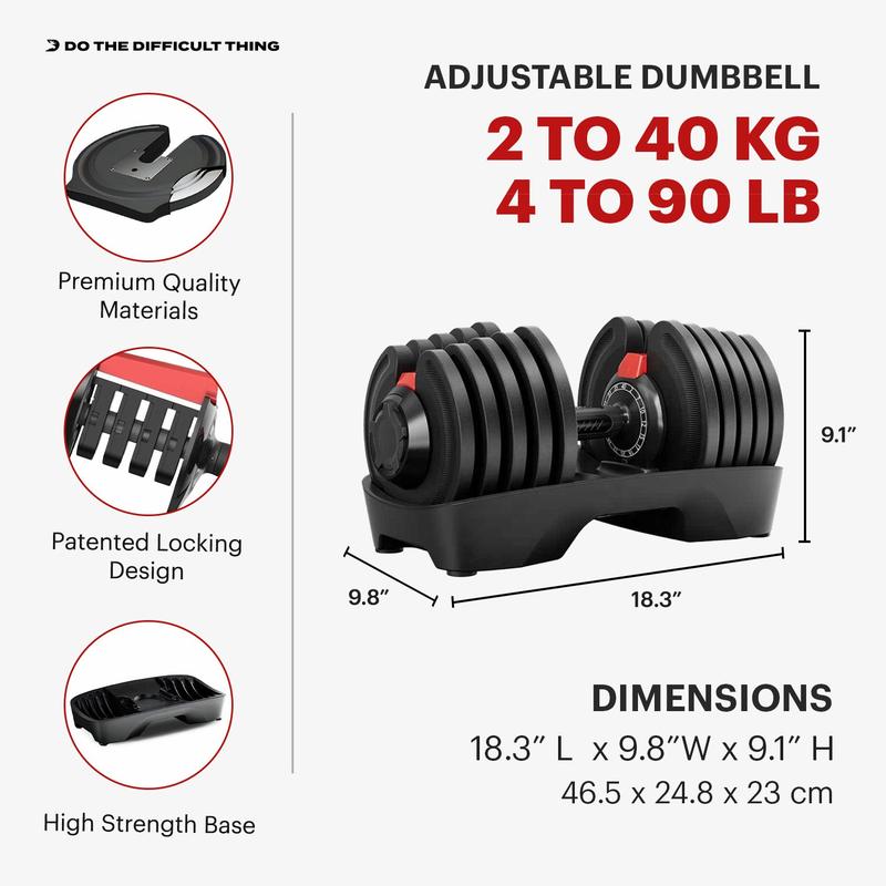 DMoose 90 lb Adjustable Dumbbell Set - Professional Weight Training for Fitness Equipment