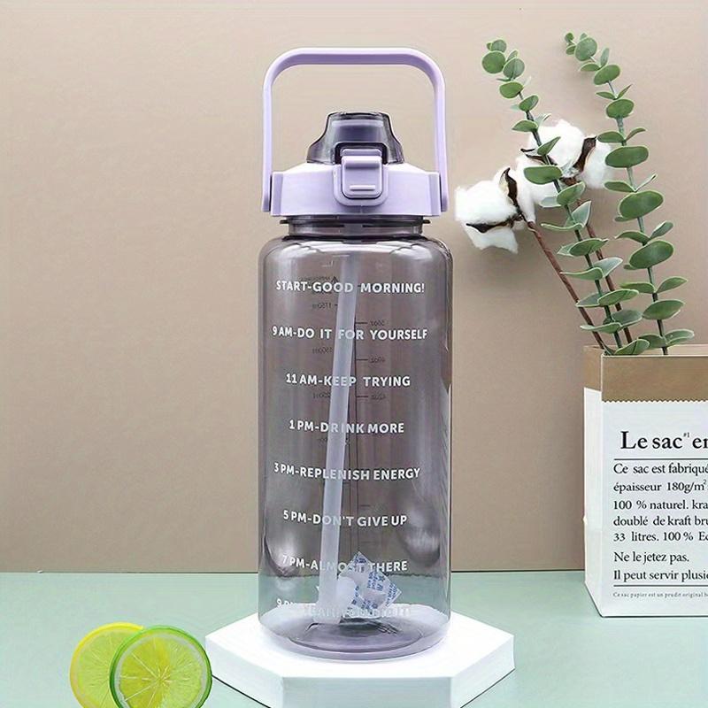 Clear Large Capacity Water Bottle with Time Marker & Straw, Portable Sports Water Bottle With Handle, Outdoor Water Bottle For Men & Women