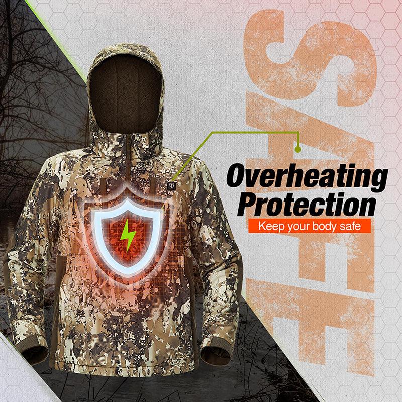 TIDEWE Men’s Heated Duck Hunting Jacket with Fleece Lining, Waterproof 1 2 Zip Jacket for Hunting (Veil Avayde Camo, Size S-XXXL)heated jacket mens clothing