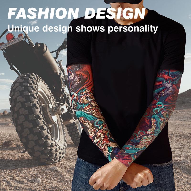 2 Pairs of Tattoo Sleeves, Unique Arm Sleeves, Sun Resistant Cooling Sleeves, UV Protection Cover for Sports sport arm