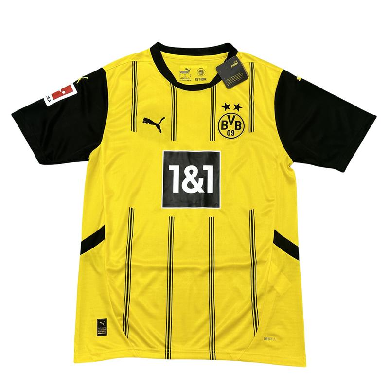 Puma 2425 BVB Borussia Dortmund Home Away Black and Yellow Stripes Vintage Short Sleeve Top Soccer Jerseys Quick Dry German Bundesliga