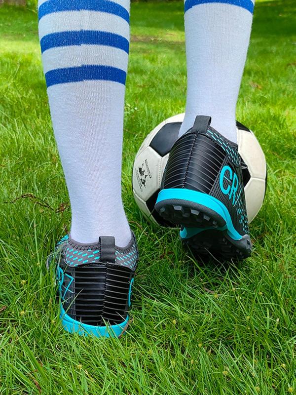 Men's Letter Print Lace Up Sports Soccer Shoes, Breathable Comfortable Sports Football Shoes, Professional Sports Football Cleats for All Seasons