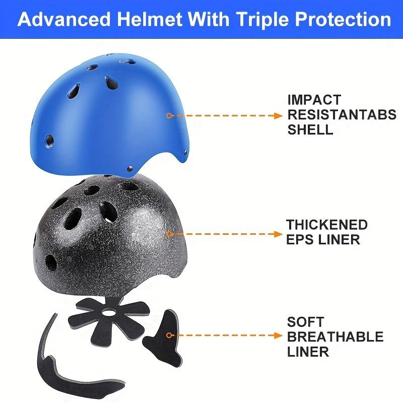 Teen Roller Skating Protective Gear Set, Teen Helmet, Skateboard Knee Pads, Elbow Pads, Wrist Pads, Adjustable Sports Protective Gear, Suitable for Boys and Girls Ages 3-12, Ideal for Roller Skating Scooters