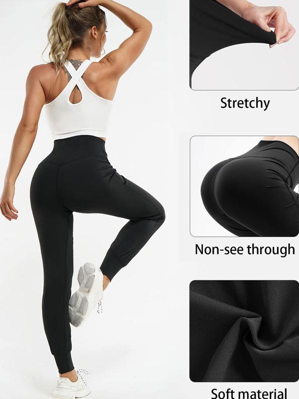 Women's High Waist Pocket Joggers, Sporty Comfy Breathable High Stretch Pants, Joggers for Women, Ladies Sportswear for Running Workout