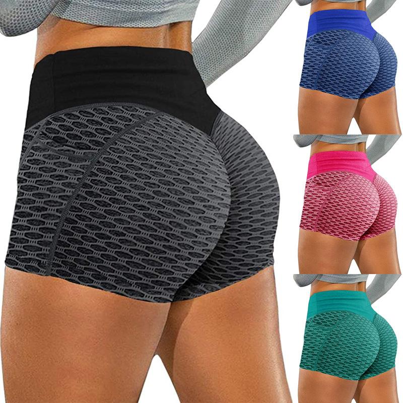 Women's Solid Color Pocket HipLifting Sports Bottoms Large SizeShorts