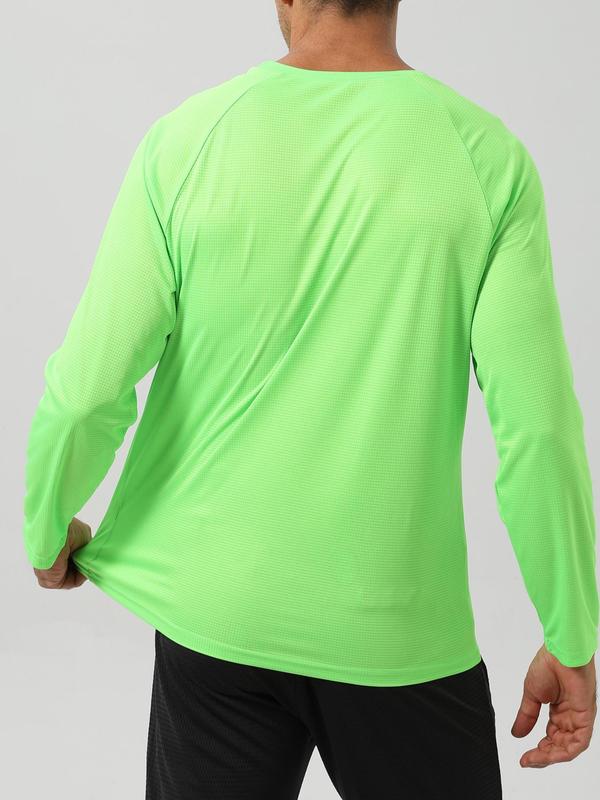 Men's Regular Fit Breathable Sun Protection Rashguard, Gym Clothing, Casual Long Sleeve Sports Tee, Breathable UV Protection Top for Outdoor Sports