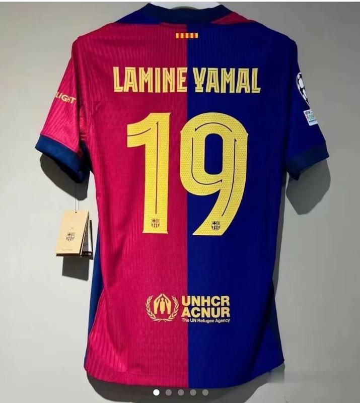 24 25 Barcelona Home Red and Blue Short Sleeve Yamal 19 Jersey LamineYamal