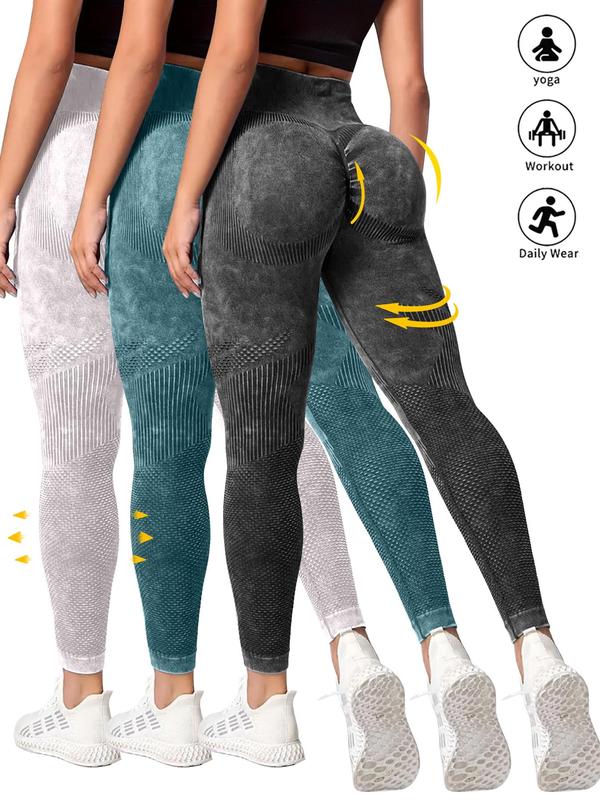 Women's Solid Ruched High Waist Sports Leggings, Comfy Breathable High Stretch Yoga Leggings, Ladies Sportswear for Indoor Outdoor Wear