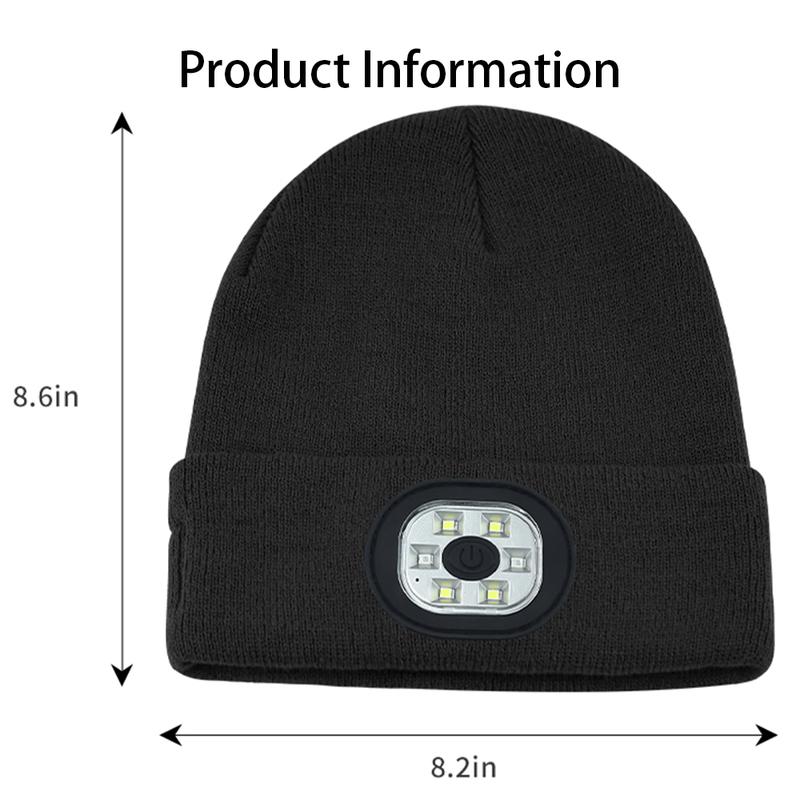 JOYYE LED Bluetooth Beanie, 6 LED Beanie Music Hat, LED Headlight Headphones, Knit Warm Winter Hat for Nighttime Sport, Outdoor, Unisex Christmas Gift