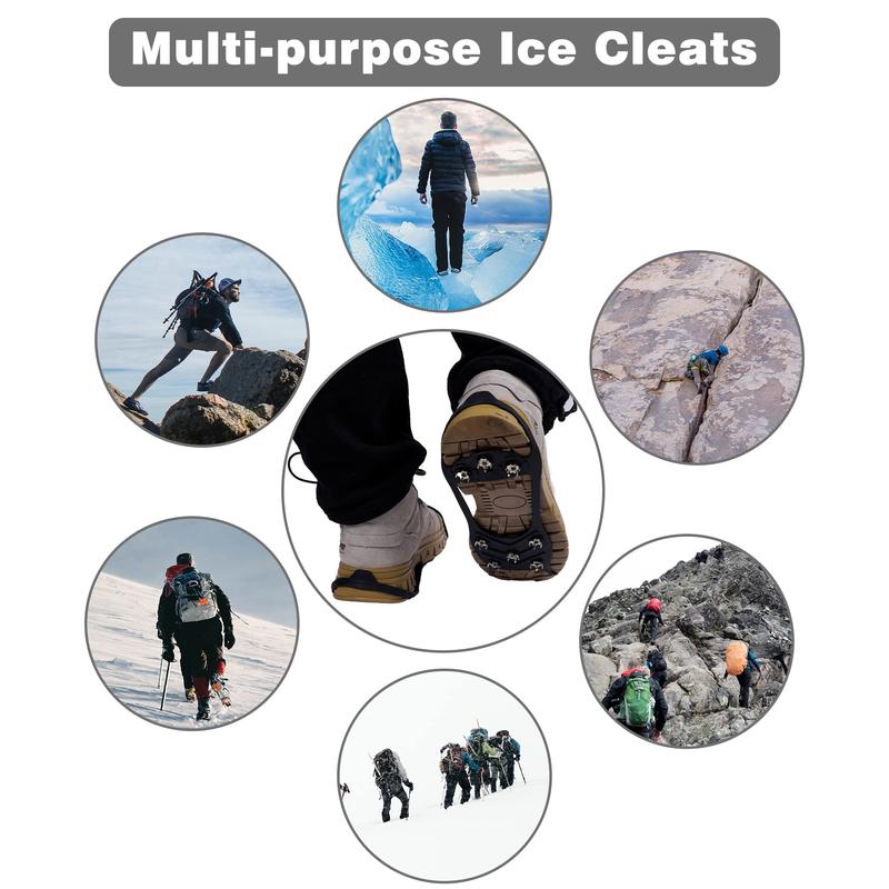 Product discount:2 Pairs Non Slip Gripper Spike Ice Traction Cleats Walk Traction Cleat Ice Snow Grips for Shoes, Boot with 5 Steel StudsCrampons