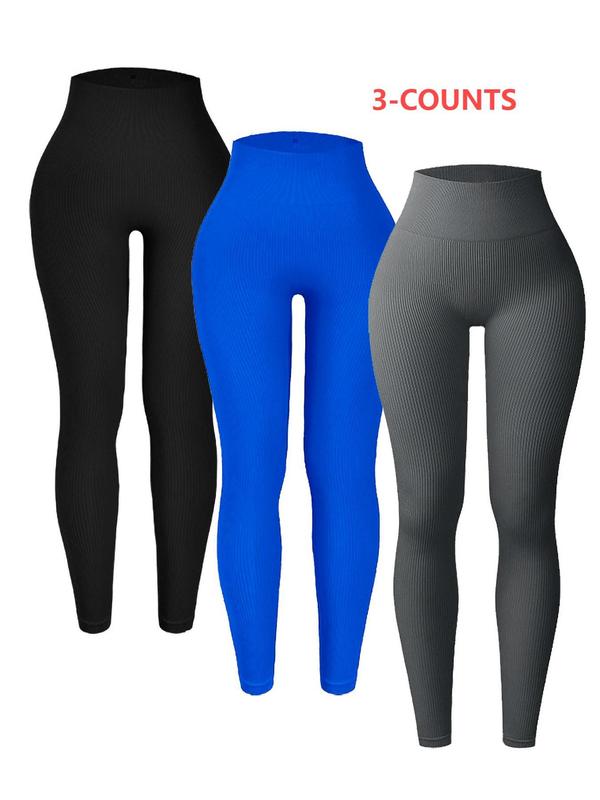 Women's Solid High Waist Leggings, Casual Comfy Breathable Skinny Pants for Yoga Gym Workout Running, Ladies Bottoms for All Seasons