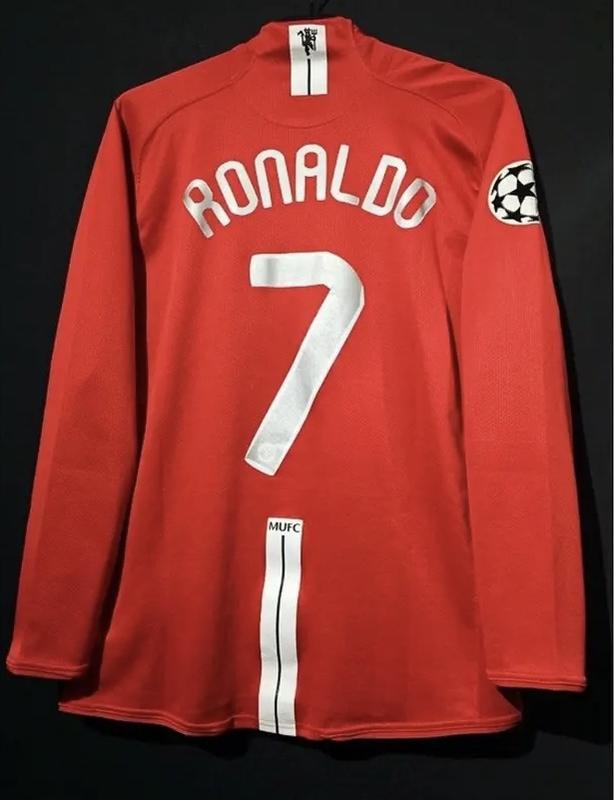 0708 Red Devils jersey, Champions League version, home 7, Cristiano Ronaldo long sleeved retro football jersey, customized for Rooney Giggs team uniform