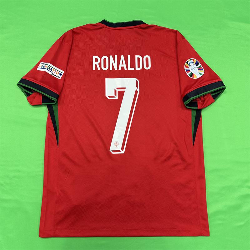 Nike Euro 2024 Portugal Home Cristiano Ronaldo NO.7 Red Short Sleeve Football Jersey