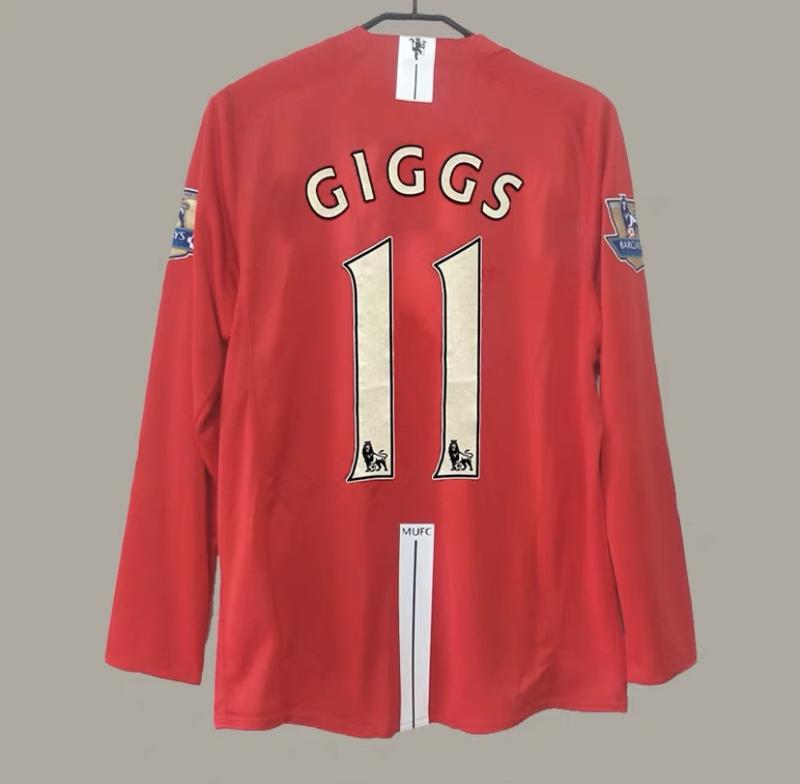 0708 Red Devils jersey, Champions League version, home 7, Cristiano Ronaldo long sleeved retro football jersey, customized for Rooney Giggs team uniform
