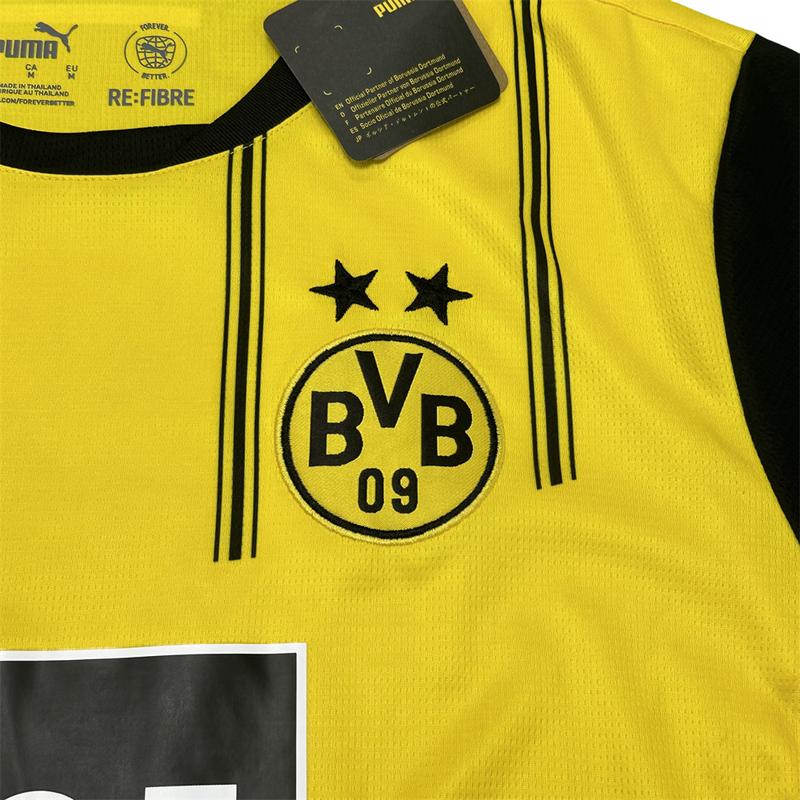 Puma 2425 BVB Borussia Dortmund Home Away Black and Yellow Stripes Vintage Short Sleeve Top Soccer Jerseys Quick Dry German Bundesliga