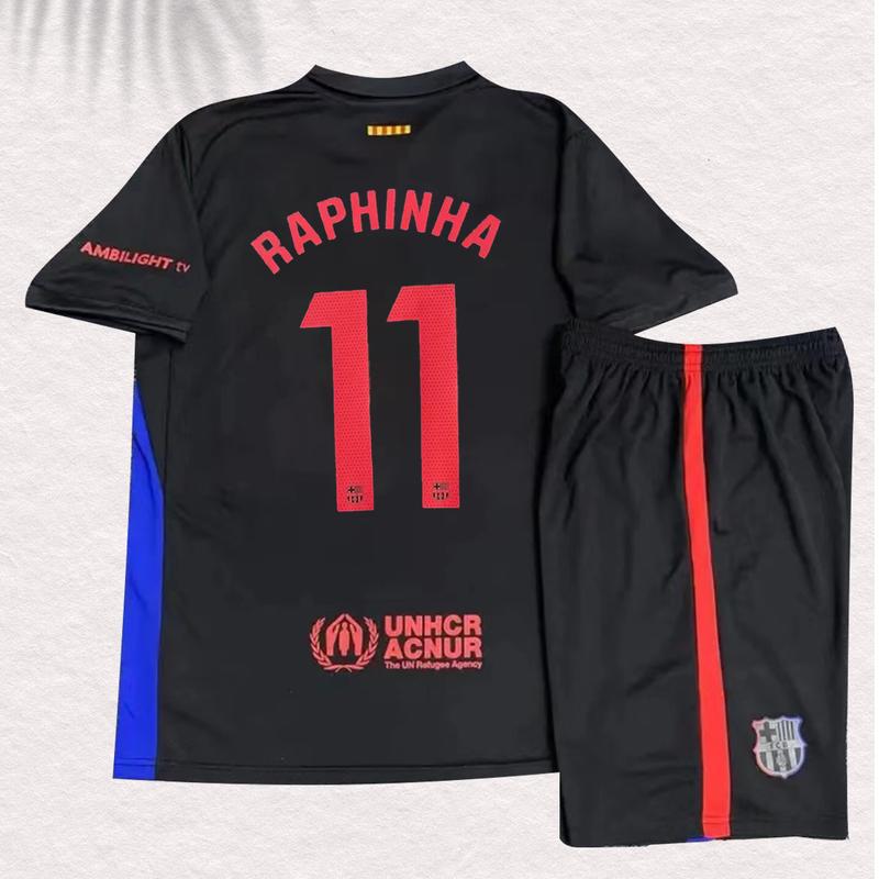 24-25 Barcelona Away Soccer Jersey Kid Set NO.11 RAPHINHA Fans Issue Top Quality