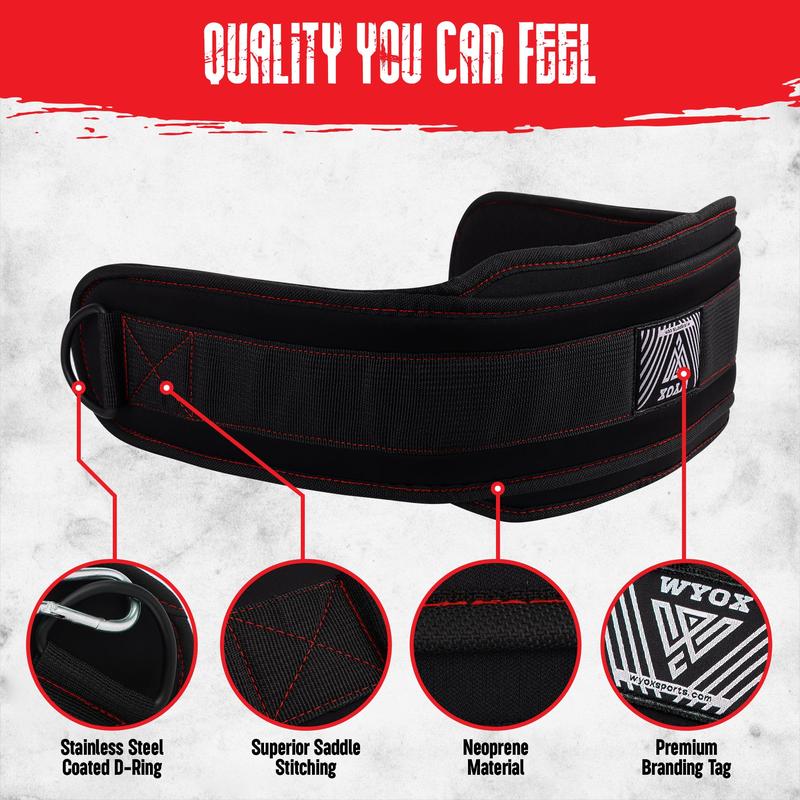 WYOX Dip Belt with Steel Chain for Weighted Dips, Pull Ups & Squats – Dip Weight Belt for Weightlifting, Powerlifting & Training – Perfect Fitness Belt for Workouts with 6” Neoprene Back Support