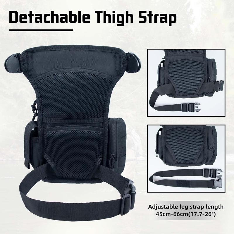 Tactical Drop Leg Bag For Men, Black Crossbody bag Backpack Thigh Pouch Military Hunting Outdoor Sling Bags Motorcycle Tool Work Waist Leg Pouch Bags Women Fanny Pack