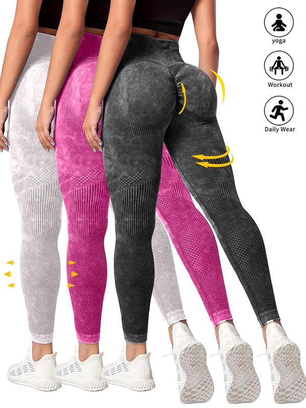 Women's Solid Ruched High Waist Sports Leggings, Comfy Breathable High Stretch Yoga Leggings, Ladies Sportswear for Indoor Outdoor Wear