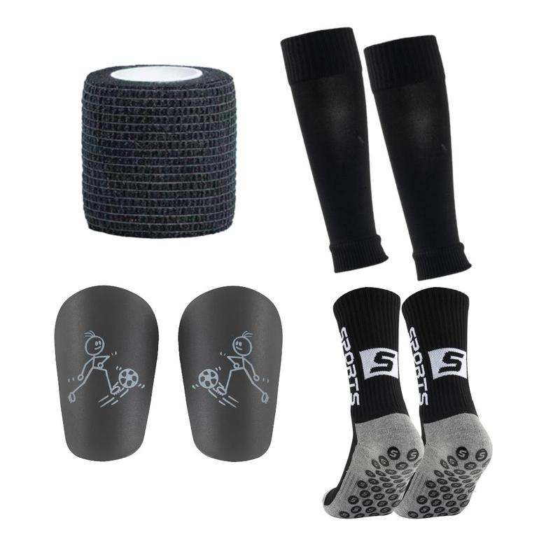 Football Protective Gear Set, 1 Set Non-slip Football Sleeves & Shin Guards & Sports Bandage & Sports Socks, Sports Equipment for Training Competition