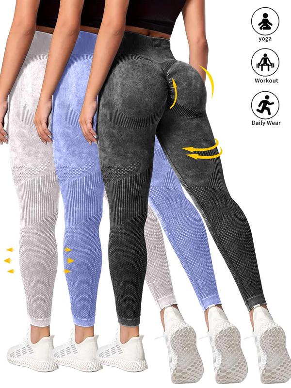 Women's Solid Ruched High Waist Sports Leggings, Comfy Breathable High Stretch Yoga Leggings, Ladies Sportswear for Indoor Outdoor Wear