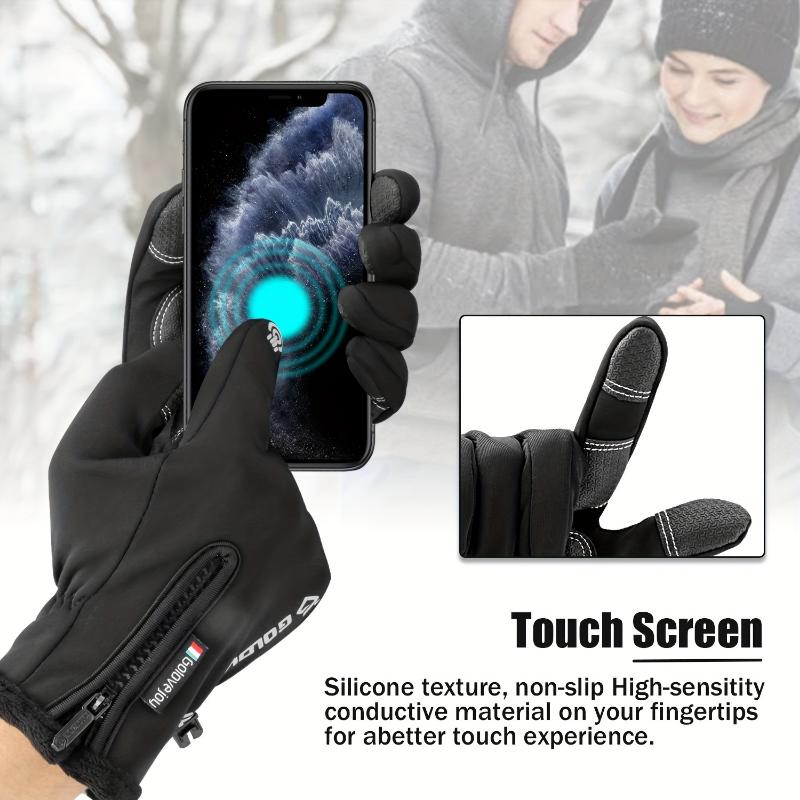 1pair Waterproof Winter Ski Gloves For Men, Thermal Touch Screen, Cold Weather Gloves For Snow, Motorcycle, And Outdoor Activities