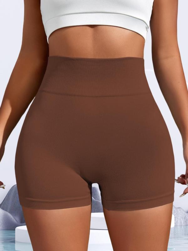 Women's Solid Ruched High Waist Sports Shorts, Breathable Comfortable High Stretch Yoga Shorts, Ladies Sportswear for Indoor Outdoor Wear