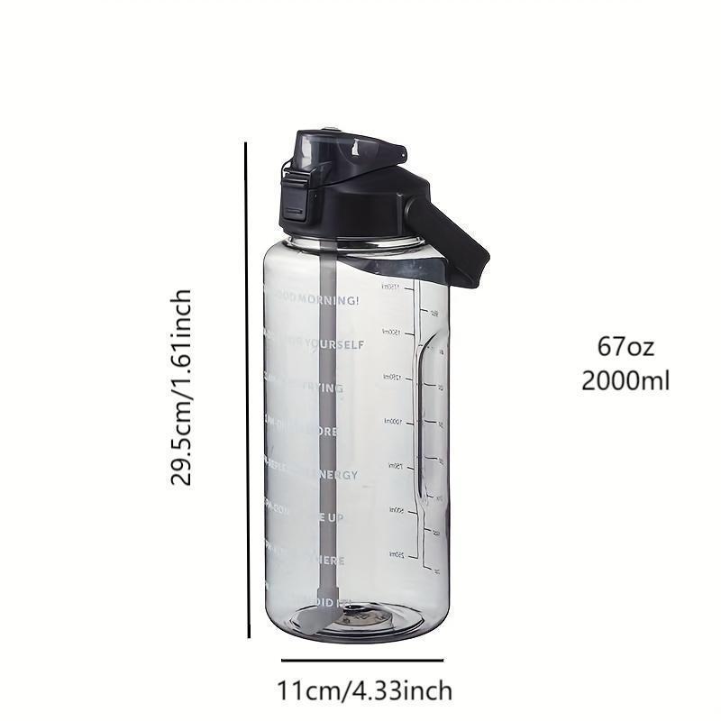 Clear Large Capacity Water Bottle with Time Marker & Straw, Portable Sports Water Bottle With Handle, Outdoor Water Bottle For Men & Women